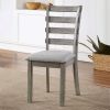 Dining Table 4x Side Chairs Bench 6pcs Dining Set Grey Finish Dining Room Furniture Fabric Seat Rustic Style