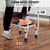 VEVOR Step Stool 1-Step 330lbs Capacity, 3 Adjustable Height with Handle Steel Step Ladder, Portable Toddler Step Stools for Adults