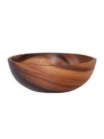 Kitchen Natural Wooden Bowl Household Fruit Bowl Salad Bowl For Home Restaurant Food Container Wooden Utensils Note The Size Hot (Option: Brown-12X6cm)