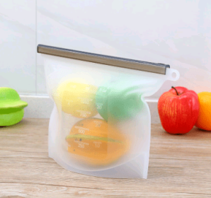 Silicone fresh-keeping bag vacuum sealed bag food  storage bag refrigerator food fruit storage bag (Option: White-4000ml)