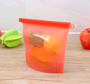 Silicone fresh-keeping bag vacuum sealed bag food  storage bag refrigerator food fruit storage bag (Option: Red-1000ml)