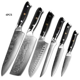 Japanese Damascus steel knife kitchen knife fruit knife (Option: Six piece set)